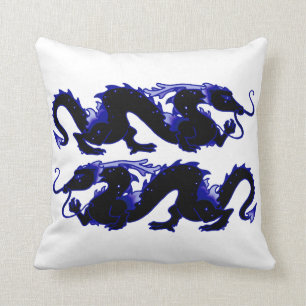 Dragon Dragon Black en Blue Kussen