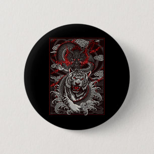 Dragon, Dragon Streetwear Japanse Tijger Urban, Ta Ronde Button 5,7 Cm
