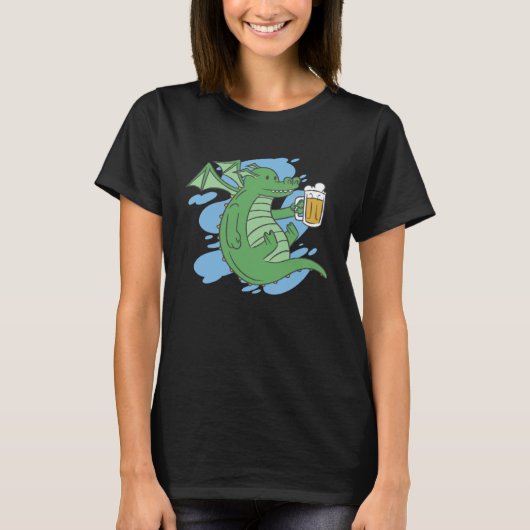Dragon drinks beer glass for alcohol and animal t-shirt (Voorkant)