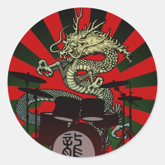 Dragon Drum 2 Ronde Sticker (Voorkant)
