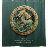 Dragon Earth Element Groene Fantasie Mythisch Douchegordijn (Voorkant)