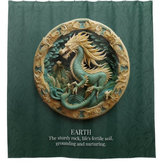 Dragon Earth Element Groene Fantasie Mythisch Douchegordijn (Voorkant)