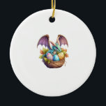 Dragon Easter Day Loves Collecting Easter Eggs Dra Keramisch Ornament<br><div class="desc">Dragon Easter Day Loves Collecting Easter Eggs Dragons Kids T-Shirt</div>