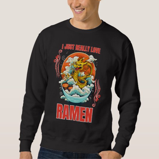 Dragon Eating Ramen Noodle Ik hou gewoon van Ramen Trui (Voorkant)