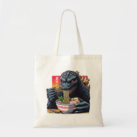Dragon eating ramen tote bag (Voorkant)