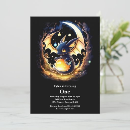 Dragon eerste verjaardag kaart (Staand voorkant)