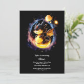 Dragon eerste verjaardag kaart (Staand voorkant)