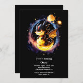 Dragon eerste verjaardag kaart (Voorkant / Achterkant)