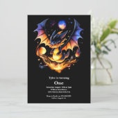 Dragon eerste verjaardag kaart (Staand voorkant)