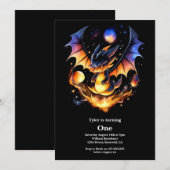 Dragon eerste verjaardag kaart (Voorkant / Achterkant)