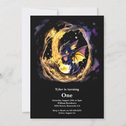 Dragon eerste verjaardag kaart (Voorkant)