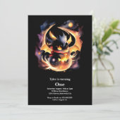 Dragon eerste verjaardag kaart (Staand voorkant)