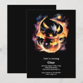 Dragon eerste verjaardag kaart (Voorkant / Achterkant)