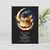 Dragon eerste verjaardag kaart (Staand voorkant)