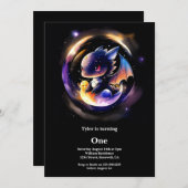 Dragon eerste verjaardag kaart (Voorkant / Achterkant)