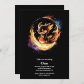 Dragon eerste verjaardag kaart (Voorkant / Achterkant)