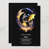 Dragon eerste verjaardag kaart (Voorkant / Achterkant)