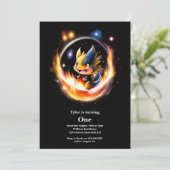 Dragon eerste verjaardag kaart (Staand voorkant)