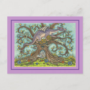 DRAGON-EIEREN, MEDIEVAL LAIR, FANTASY FOLK ART BRIEFKAART