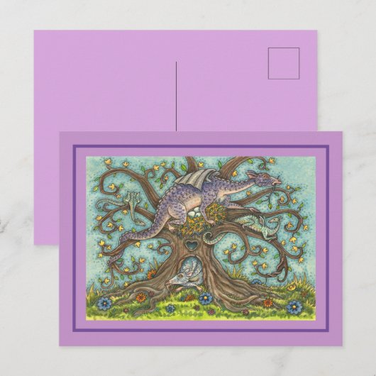 DRAGON-EIEREN, MEDIEVAL LAIR, FANTASY FOLK ART BRIEFKAART (Voorkant / Achterkant)