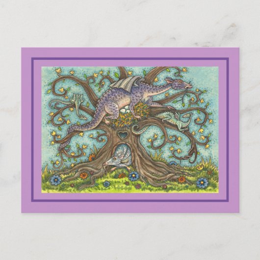 DRAGON-EIEREN, MEDIEVAL LAIR, FANTASY FOLK ART BRIEFKAART (Voorkant)