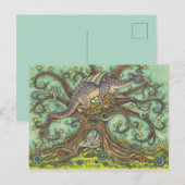 DRAGON-EIEREN, MEDIEVAL LAIR, FANTASY FOLK ART BRIEFKAART (Voorkant / Achterkant)