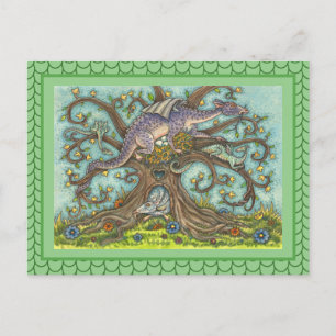 DRAGON-EIEREN, MEDIEVAL LAIR, FANTASY FOLK ART BRIEFKAART