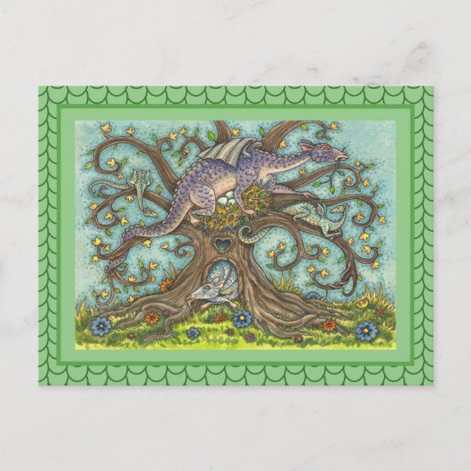 DRAGON-EIEREN, MEDIEVAL LAIR, FANTASY FOLK ART BRIEFKAART (Voorkant)