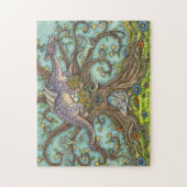 DRAGON-EIEREN, MEDIEVAL LAIR, FANTASY FOLK ART LEGPUZZEL (Verticaal)