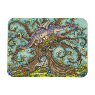 DRAGON-EIEREN, MEDIEVAL LAIR, FANTASY FOLK ART MAGNEET