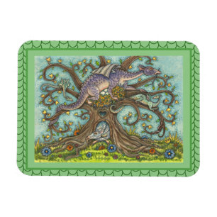 DRAGON-EIEREN, MEDIEVAL LAIR, FANTASY FOLK ART MAGNEET
