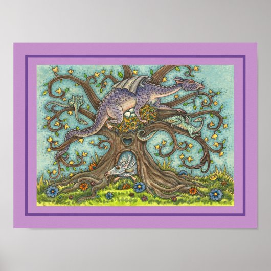 DRAGON-EIEREN, MEDIEVAL LAIR, FANTASY FOLK ART POSTER (Voorkant)