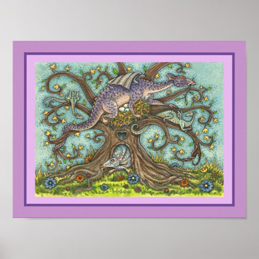 DRAGON-EIEREN, MEDIEVAL LAIR, FANTASY FOLK ART POSTER (Voorkant)