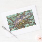 DRAGON-EIEREN, MEDIEVAL LAIR, FANTASY FOLK ART RECHTHOEKIGE STICKER (Envelop)