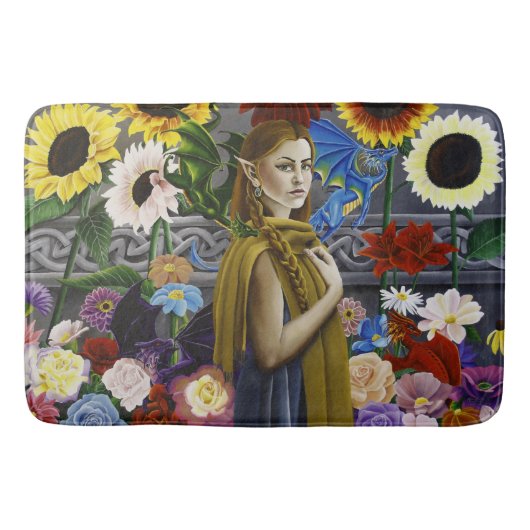 Dragon Elf Bloemtuin Badmat (Voorkant)