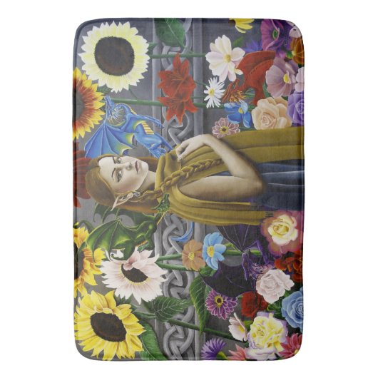 Dragon Elf Bloemtuin Badmat (Voorkant Verticaal)