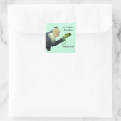 Dragon en aap vierkante sticker (Tas)