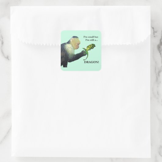 Dragon en aap vierkante sticker (Tas)