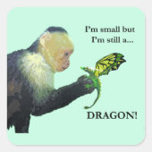 Dragon en aap vierkante sticker (Voorkant)