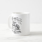 Dragon en Books Line Art Koffiemok (Voorkant links)