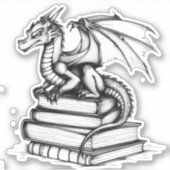 Dragon en Books Line Art Sticker (Voorkant)