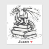Dragon en Books Line Art Sticker (Vel)