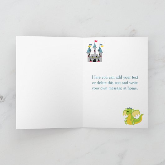 Dragon en Castle Birthday Party Bedankkaart (Binnen)