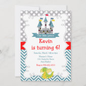 Dragon en Castle Birthday Party Kaart (Voorkant)