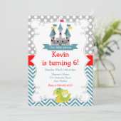 Dragon en Castle Birthday Party Kaart (Staand voorkant)