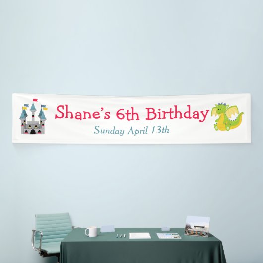 Dragon en Castle Birthday Party Spandoek (Beurs)
