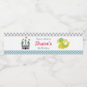 Dragon en Castle Birthday Party Waterfles Etiket (Enkel label)