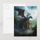 Dragon en Castle Fantasy Art Briefkaart (Voorkant / Achterkant)
