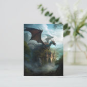 Dragon en Castle Fantasy Art Briefkaart (Staand voorkant)
