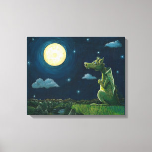 Dragon en de maan canvas afdruk